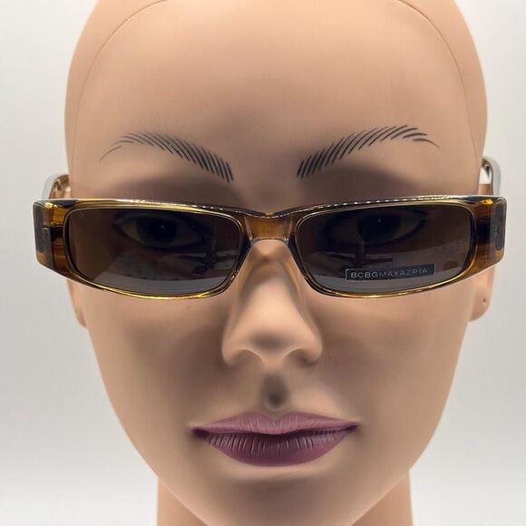 Vintage Y2K Designer Sunglasses BCBG Max Azria Radiance Narrow Brown Rectangle main image 9